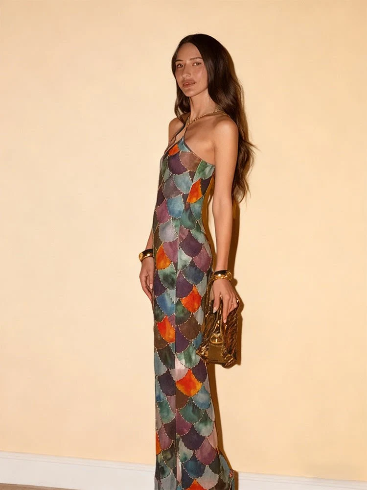 Trägerloses Maxikleid Elegant mit Muster