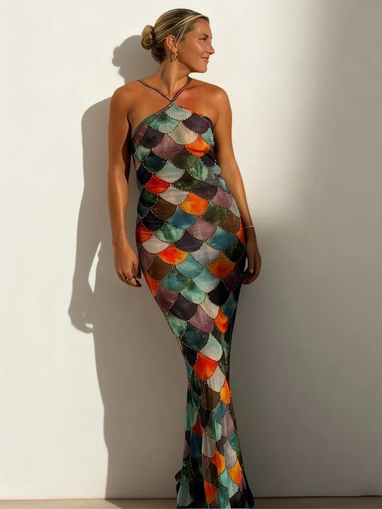Trägerloses Maxikleid Elegant mit Muster