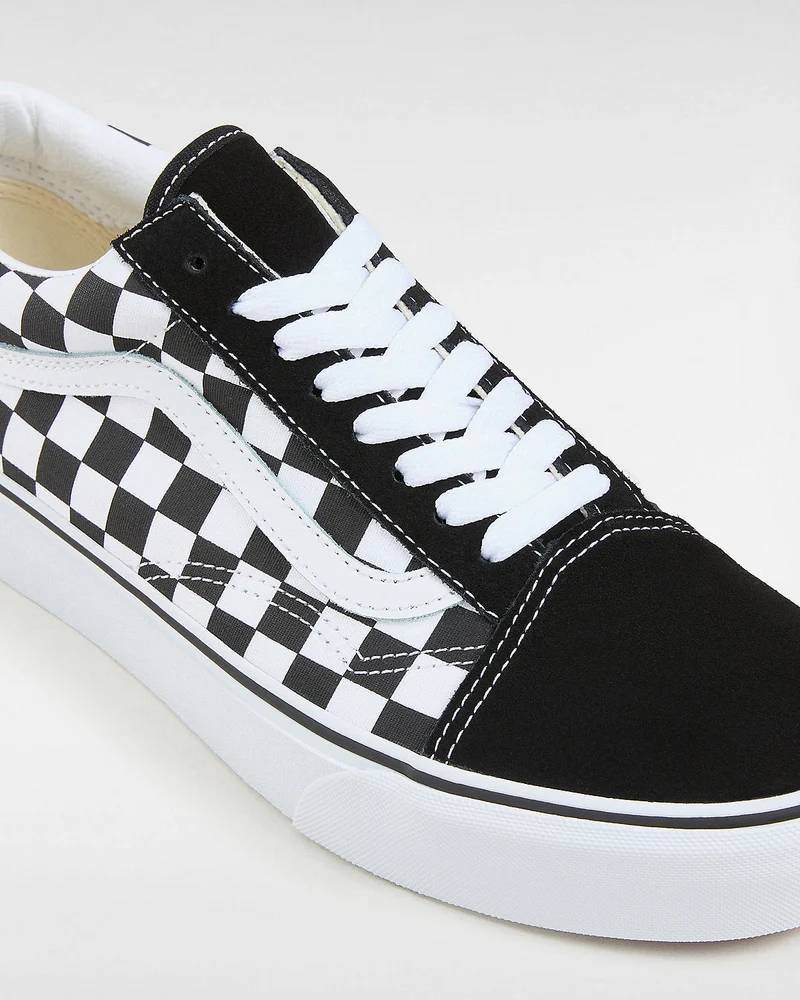 VANS Unisex Old Skool Platform Checkerboard-Turnschuhe – Schwarz/True White