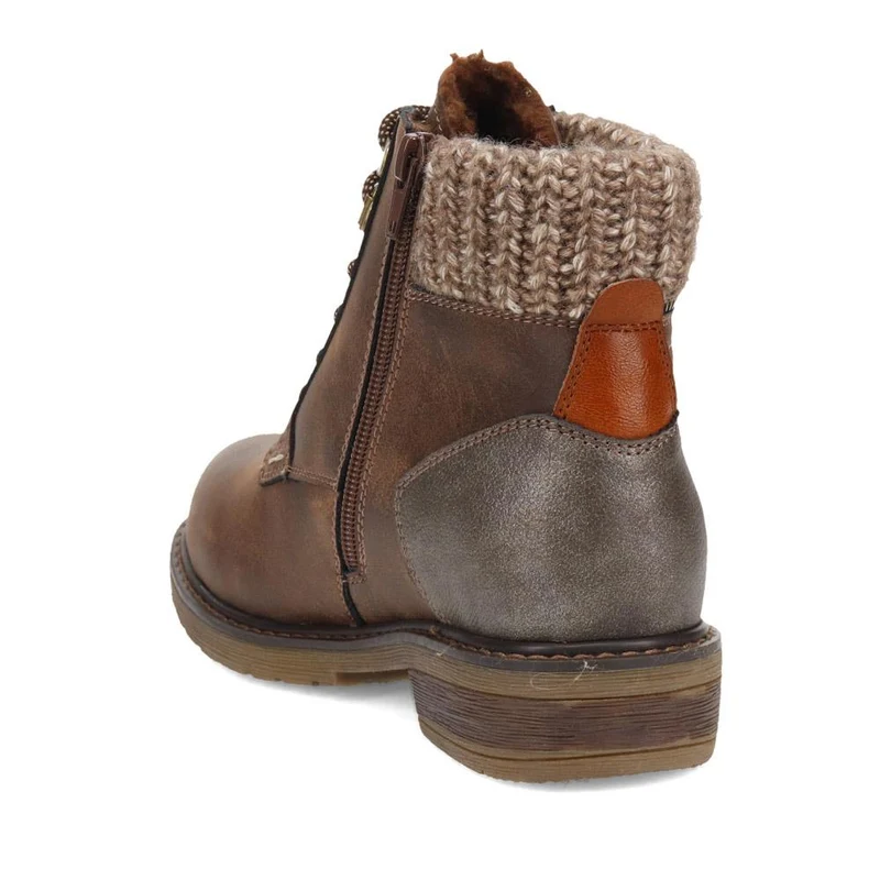 Knitted Cuff Ankle Boots - WBINS40246 / 326 519 - Chocolate