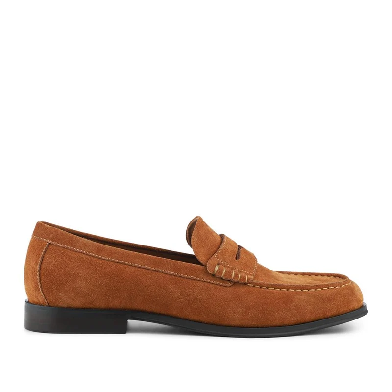 Quadir Slip On Leather Penny Loafers - QUADIR / 328 620 - Tan Suede