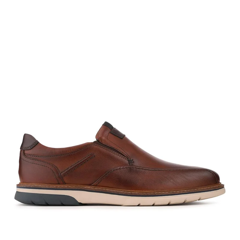 Leather Wide-Fit Slip-On Shoes - PARK41045 / 327 266 - Cognac