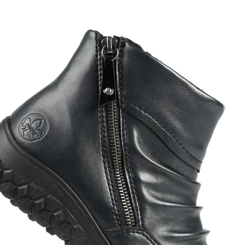 Rieker Wide Fit Zip Up Ankle Boots - RKR42552 / 328 205 - Navy