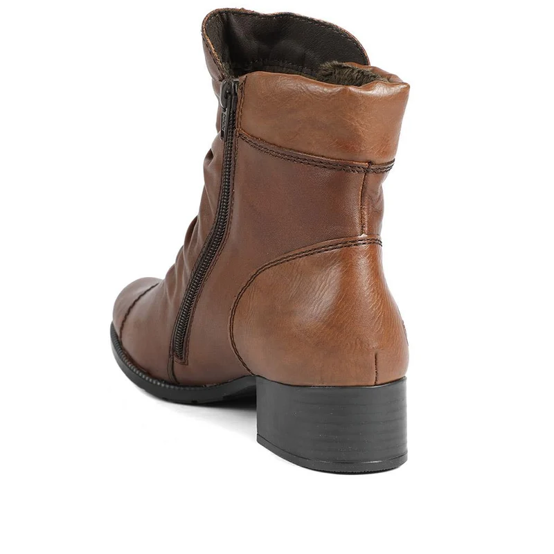 Rieker Leather Buttoned Ankle Boots - RKR42549 / 328 203 - Brown