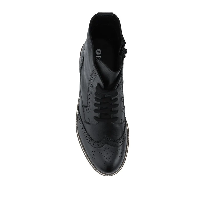 Lightweight Leather Brogues Lace Up Boots - MAGNU42004 / 328 498 - Black