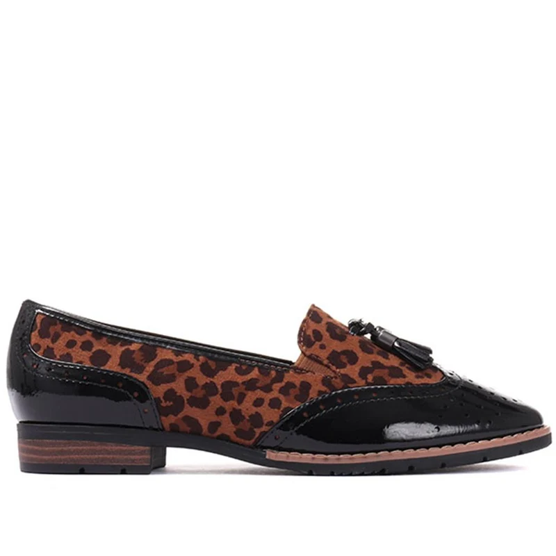 Tassel Loafers - JANSP26017 / 310 349 - Black-Leopard
