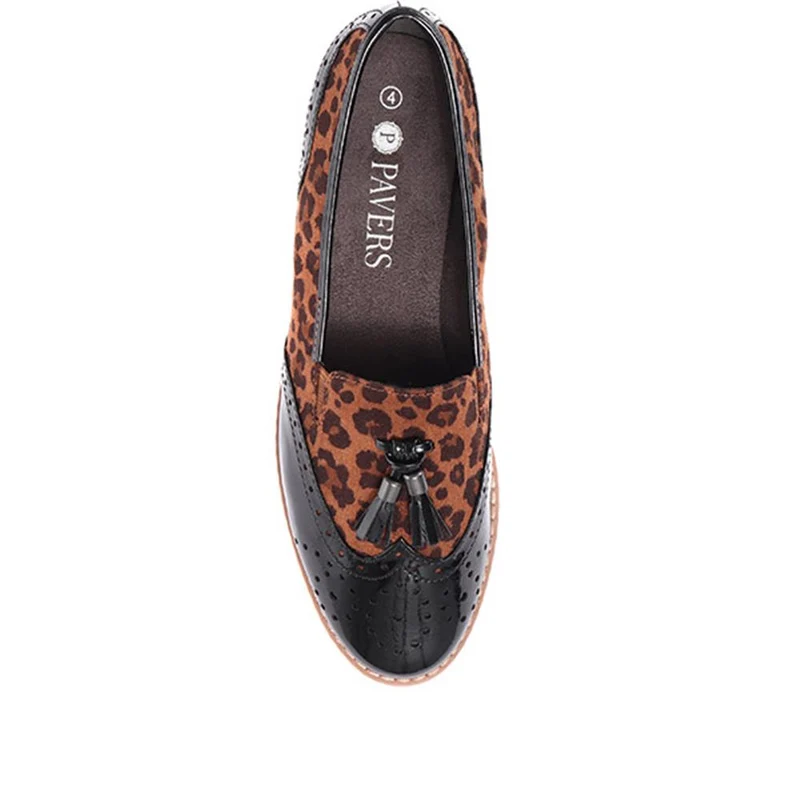 Tassel Loafers - JANSP26017 / 310 349 - Black-Leopard