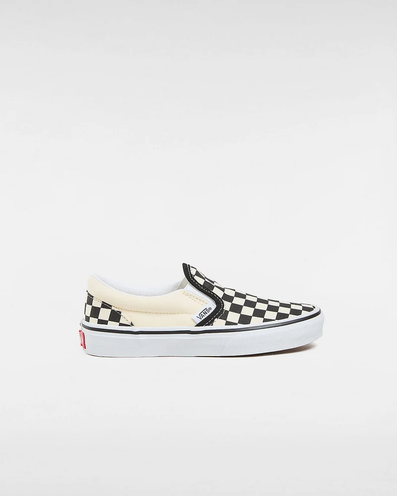 VANS Klassische Slip-On-Schachbrett-Sneaker für Kinder – Schwarz / Weiß
