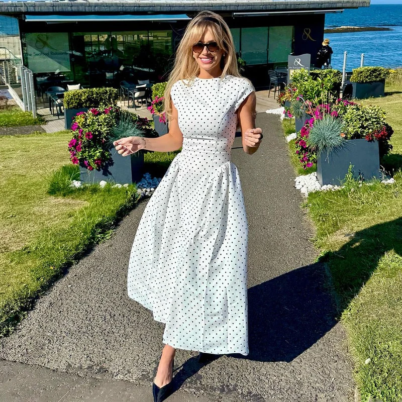 Gepunktetes Maxikleid Sommer Elegant