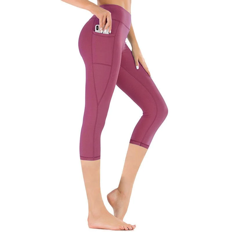 Hochtaillierte Damen Capri-Leggings mit Tasche