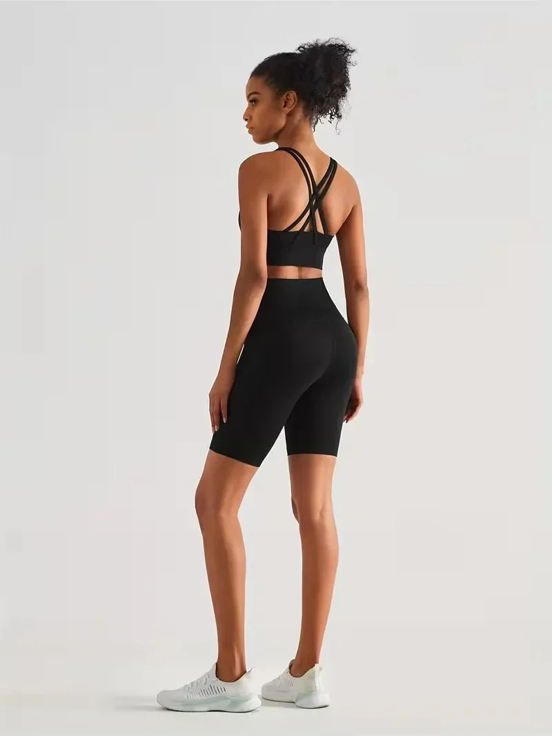 Damen Sport-Leggings Shorts mit Tasche