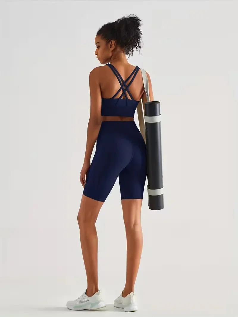 Damen Sport-Leggings Shorts mit Tasche