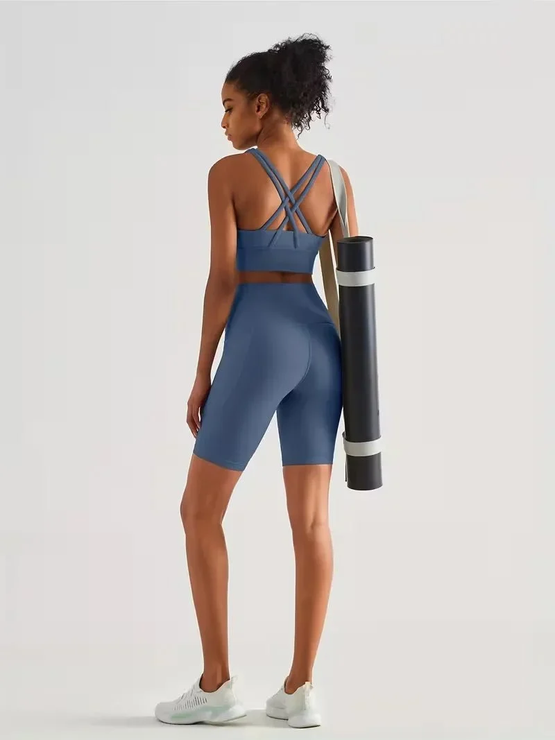 Damen Sport-Leggings Shorts mit Tasche