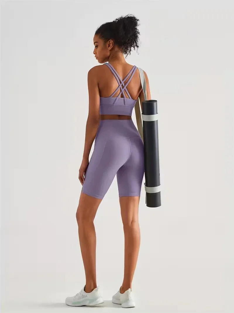 Damen Sport-Leggings Shorts mit Tasche