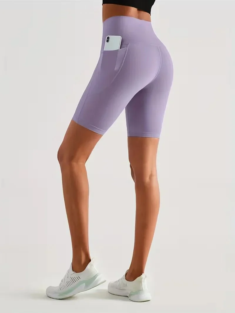 Damen Sport-Leggings Shorts mit Tasche
