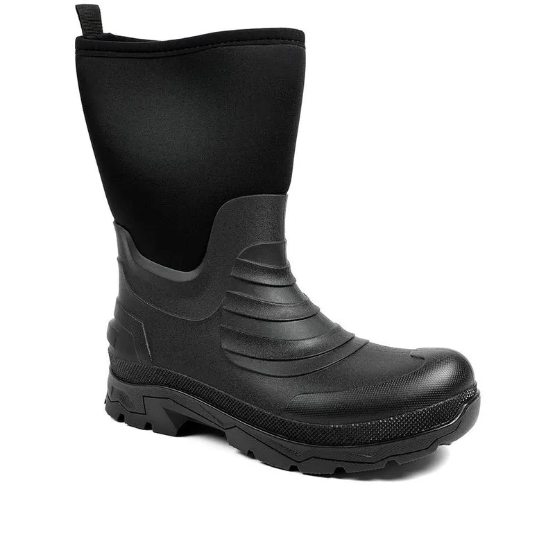 Wide Fit Rugged Water Resistant Wellies - FEI42006 / 328 528 - Black