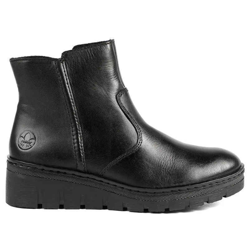 Rieker Chunky Leather Ankle Boots - RKR42550 / 328 204 - Black