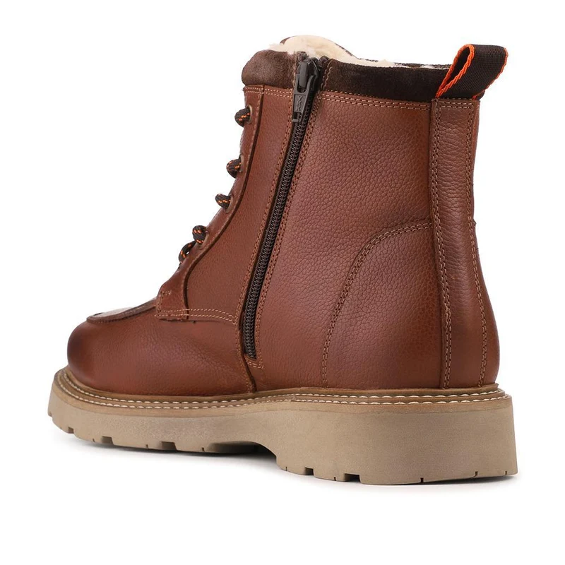 Leather Warm Lined Lace Up Boots - RNB42016 / 328 050 - Tan