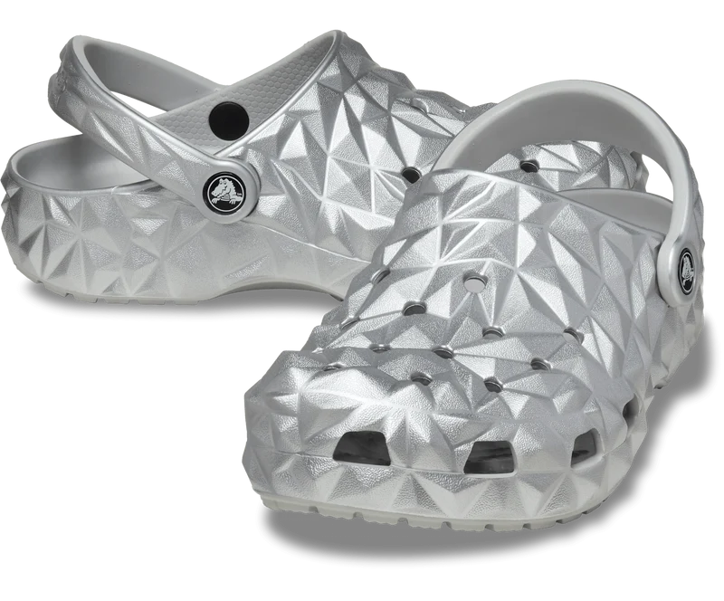 CROCS Unisex Klassischer Metallic-Clog mit geometrischem Muster - Silber