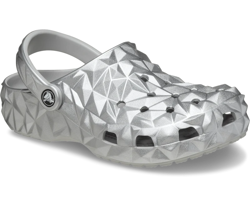 CROCS Unisex Klassischer Metallic-Clog mit geometrischem Muster - Silber