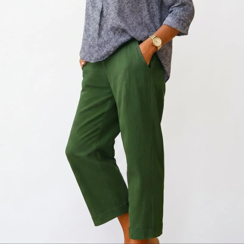 Weitbeinige Damen Sommerhose mit Elastischem Bund