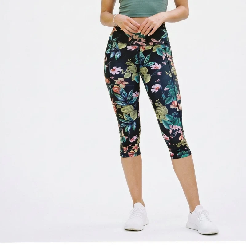 Hochtaillierte Damen Capri-Leggings mit Muster