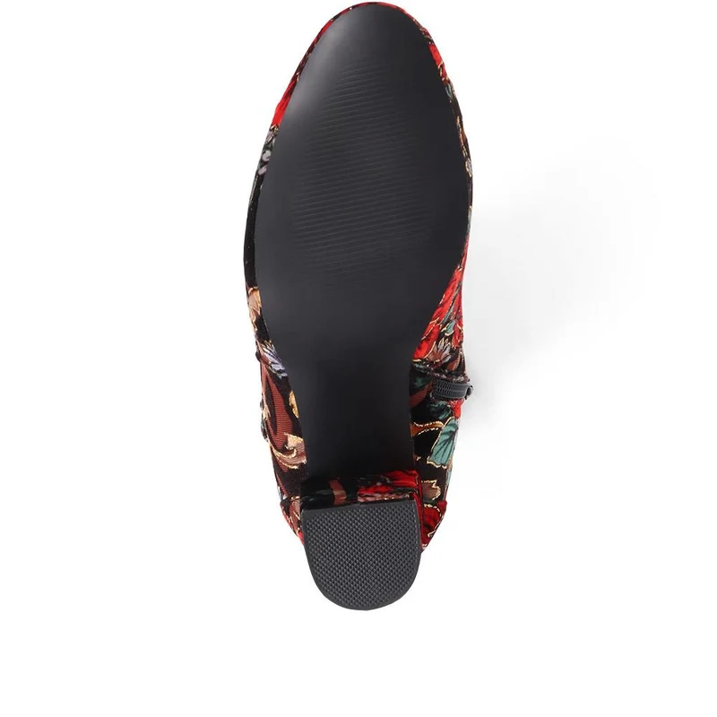 Patterned Block Heel Buckle Ankle Boots - WBINS38090 / 324 214 - Floral
