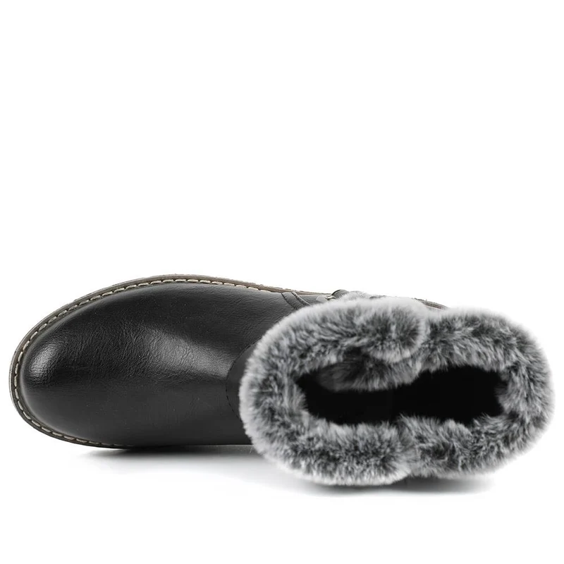 Warm Faux Fur Lined Ankle Boots - WBINS42080 / 328 416 - Black
