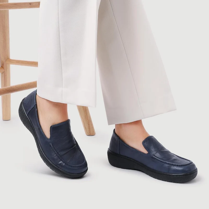 Loretta Smart Leather Loafers - HAK42002 / 327 851 - Navy