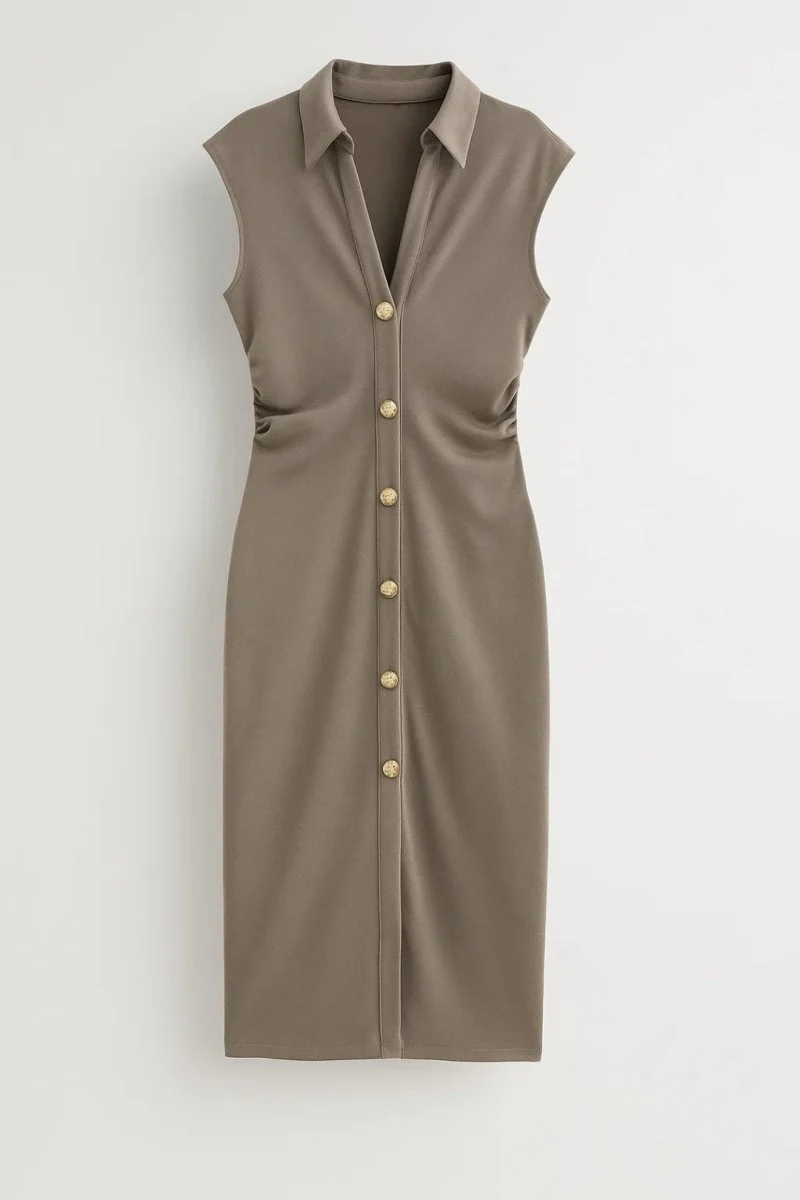 Etuikleid Damen Midi Elegant Ärmellos
