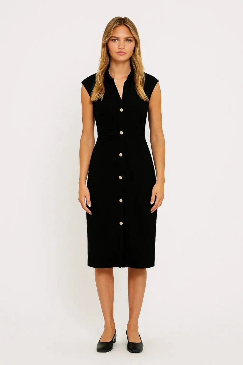 Etuikleid Damen Midi Elegant Ärmellos