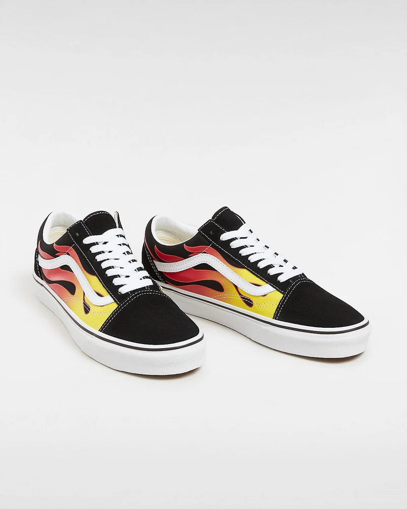 VANS Unisex Old Skool Flame Trainer – Schwarz / Weiß