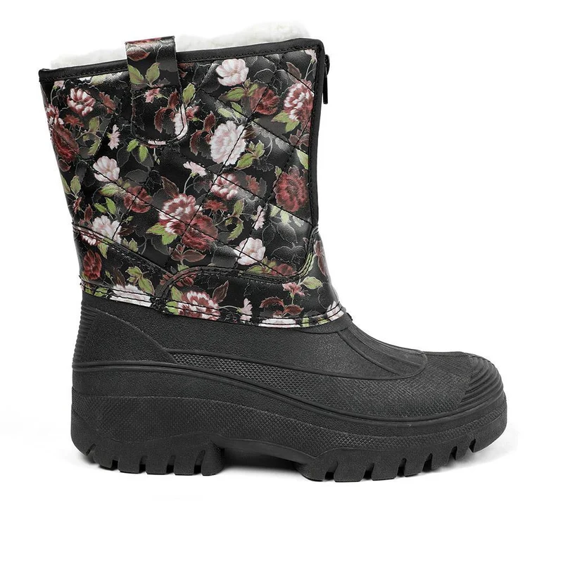 Fleece-Lined Snow Boots - SHINN40001 / 326 402 - Black Rose Floral