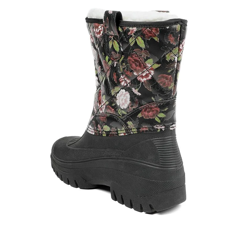 Fleece-Lined Snow Boots - SHINN40001 / 326 402 - Black Rose Floral