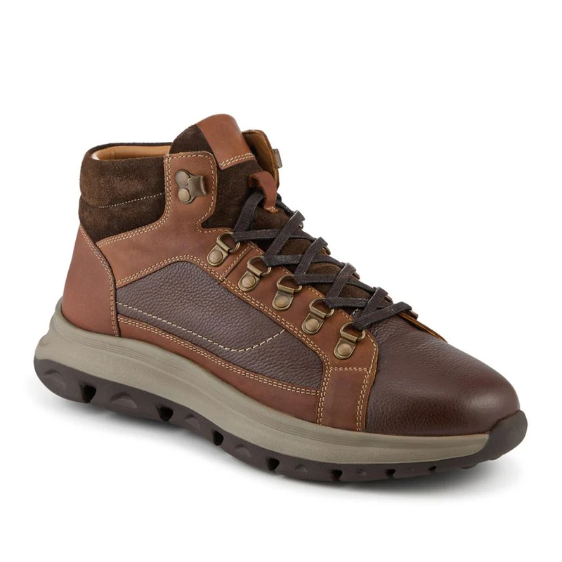 Wide Fit Leather Cushioned Sole Boots - PRFEM42013 / 328 327 - Brown