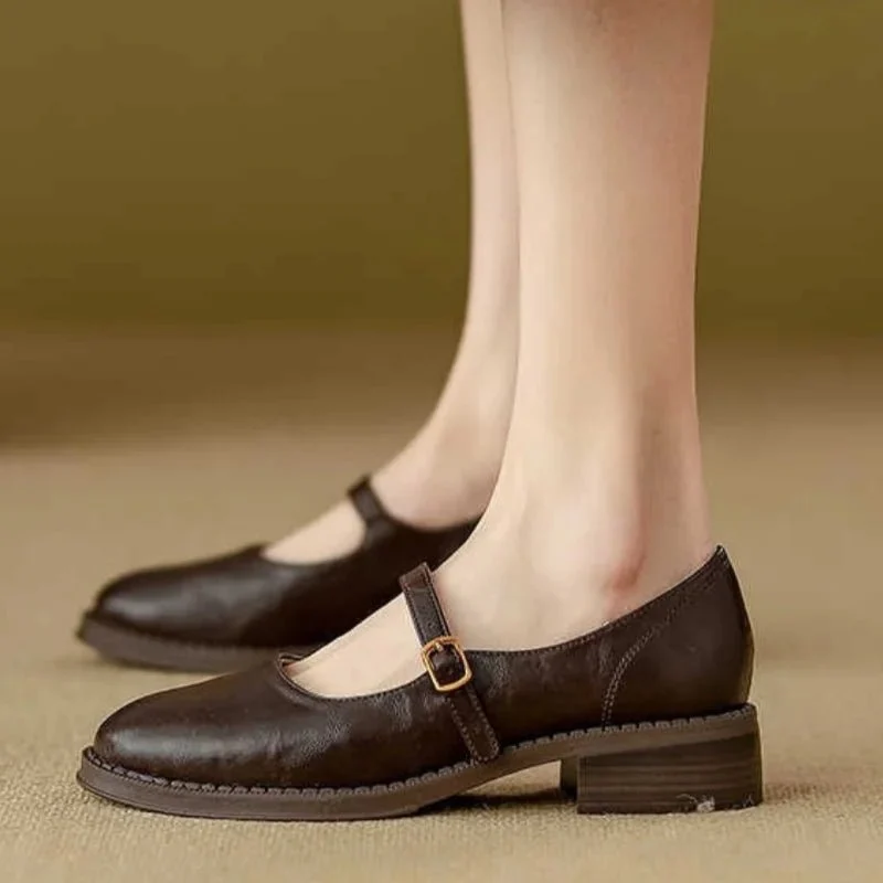 Damen Mary Jane Ballerinas mit niedrigem Absatz