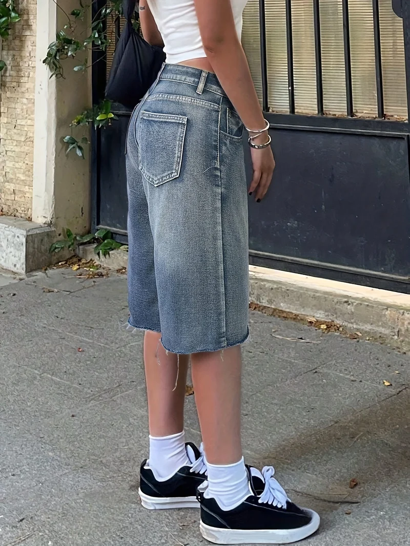 Bermuda Jeans Shorts Damen High Waist