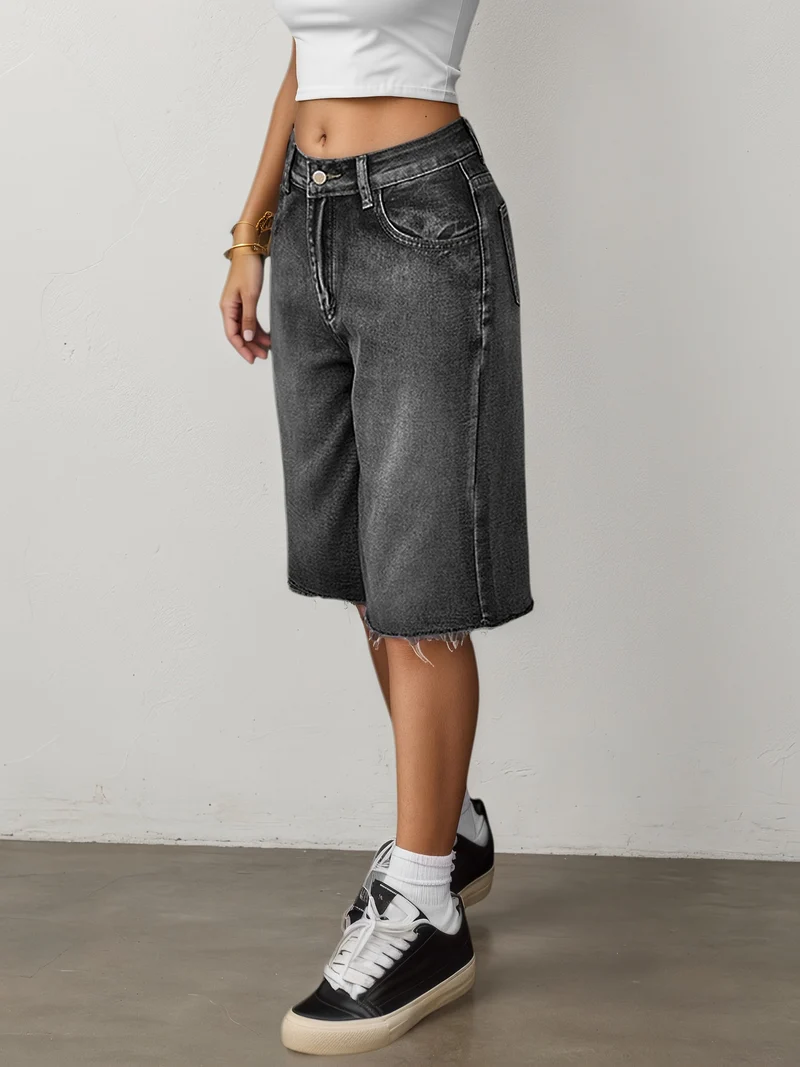 Bermuda Jeans Shorts Damen High Waist