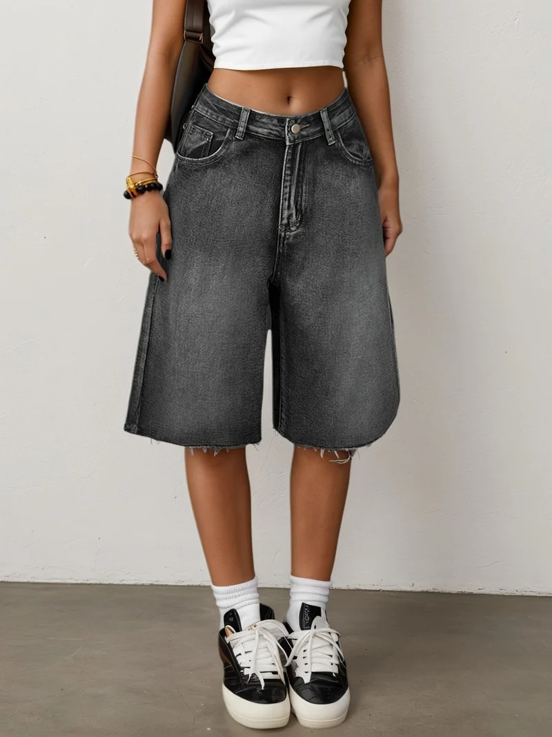 Bermuda Jeans Shorts Damen High Waist