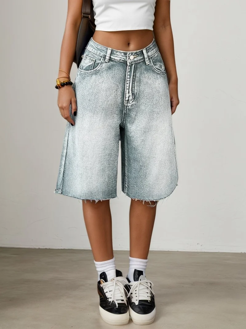 Bermuda Jeans Shorts Damen High Waist