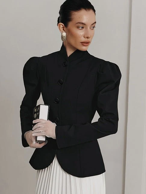 Schwarzer Damen Blazer Tailliert