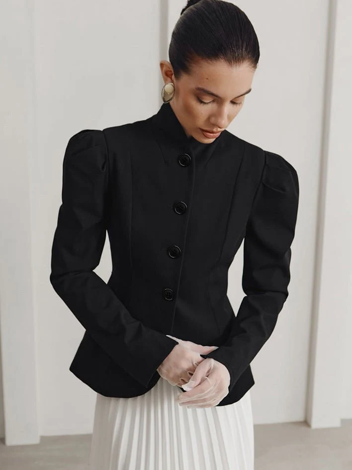 Schwarzer Damen Blazer Tailliert