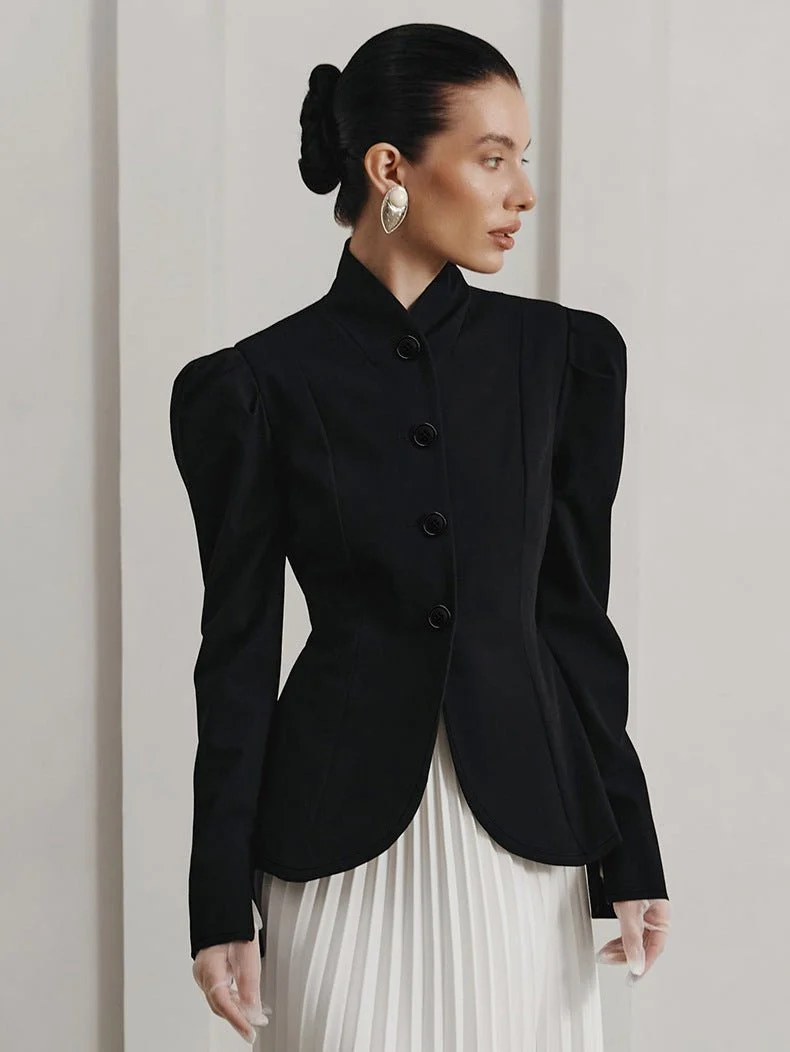 Schwarzer Damen Blazer Tailliert