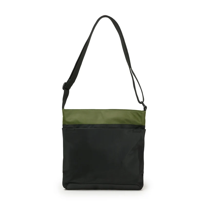 ROKA Kreativer Abfall Kennington B Schwarz / Avocado Mittelgroße Tasche aus recyceltem Nylon
