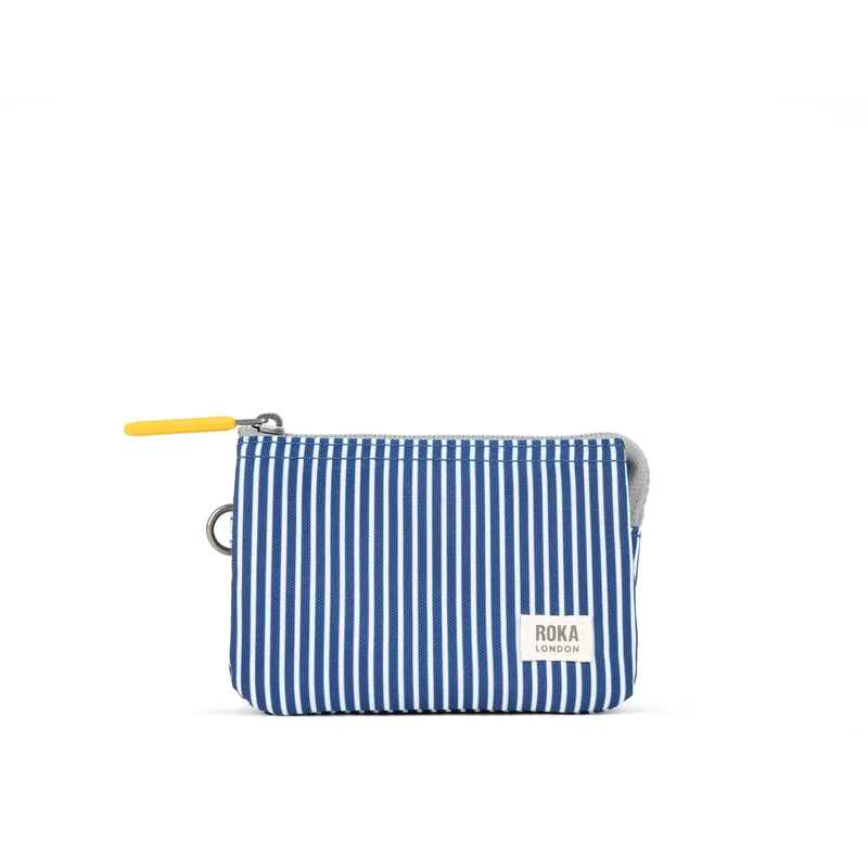 ROKA Carnaby Kleine Handtasche aus recyceltem Canvas mit Hickory-Streifen