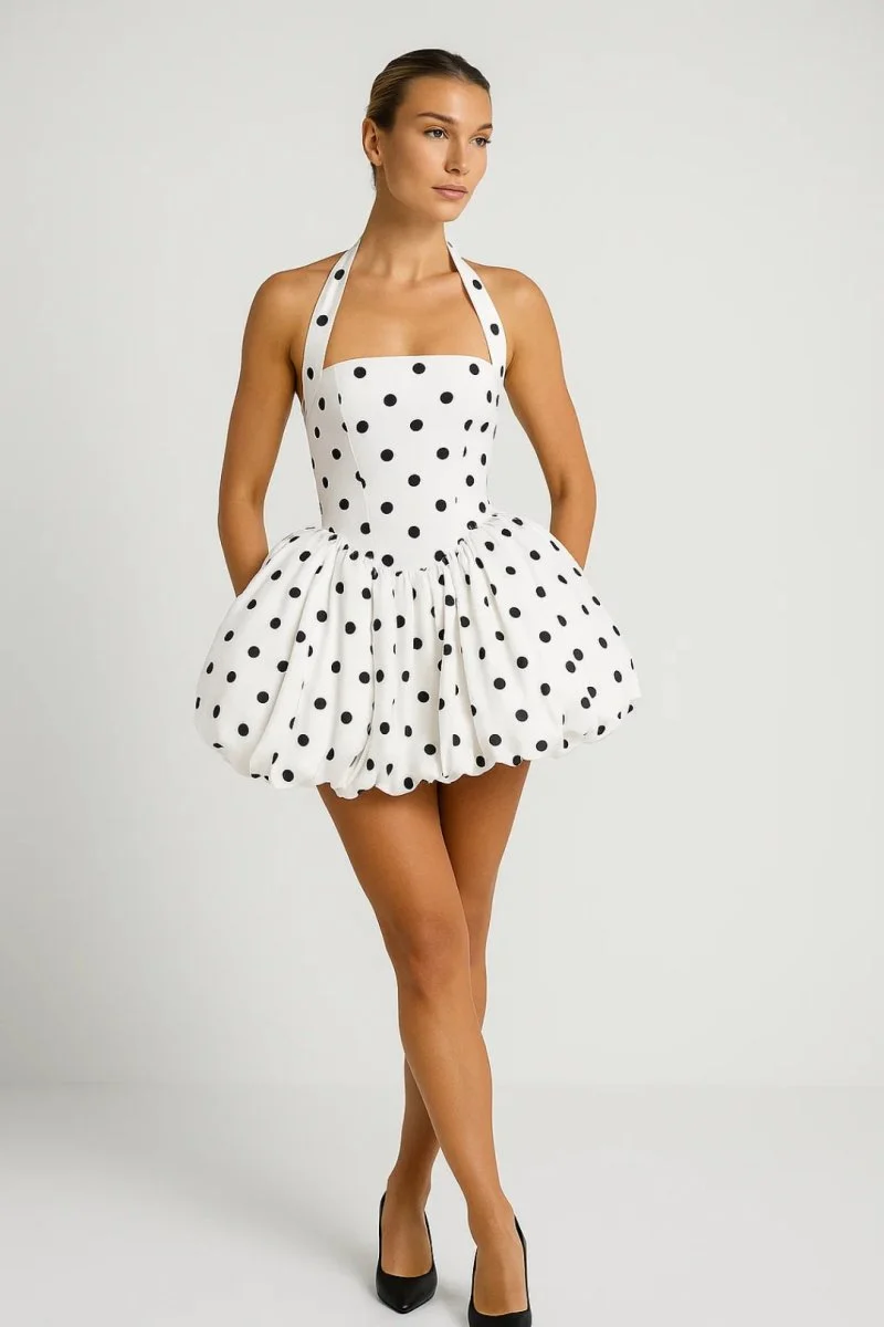 Minikleid Damen Gepunktet Kurz Elegant