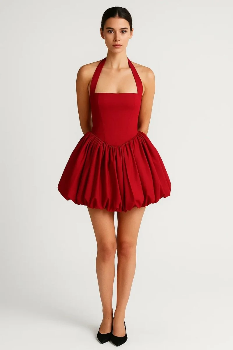 Minikleid Damen Gepunktet Kurz Elegant