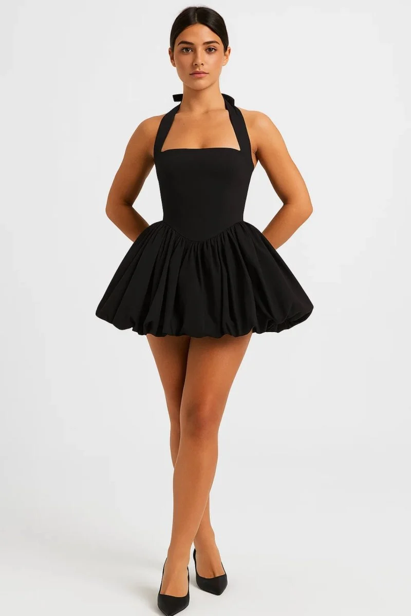 Minikleid Damen Gepunktet Kurz Elegant
