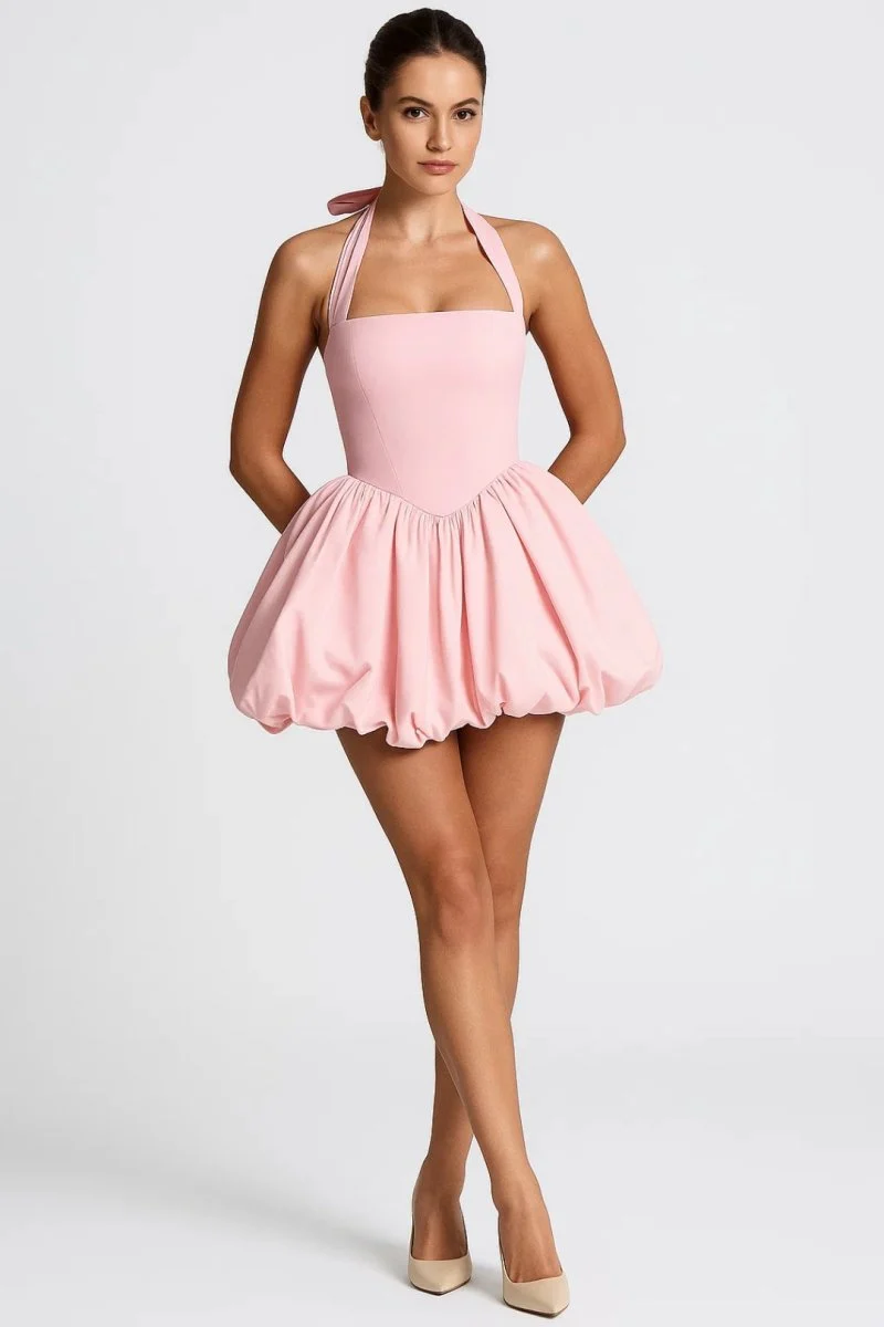 Minikleid Damen Gepunktet Kurz Elegant