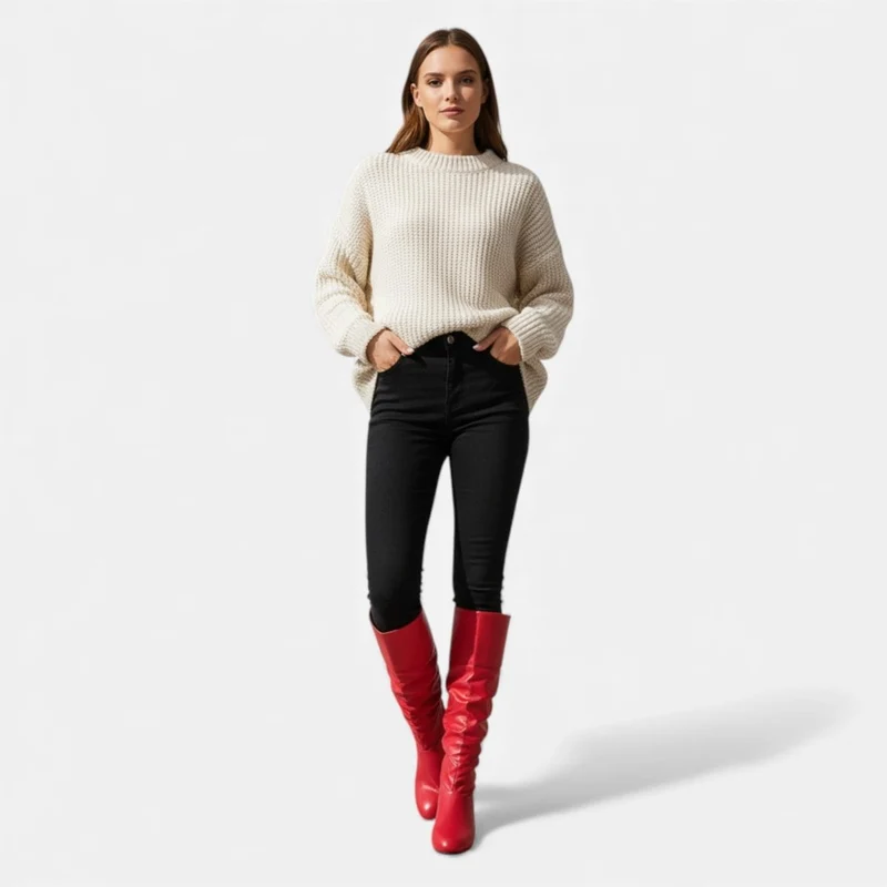 Damen Kniehohe Stiefel mit Absatz Elegant
